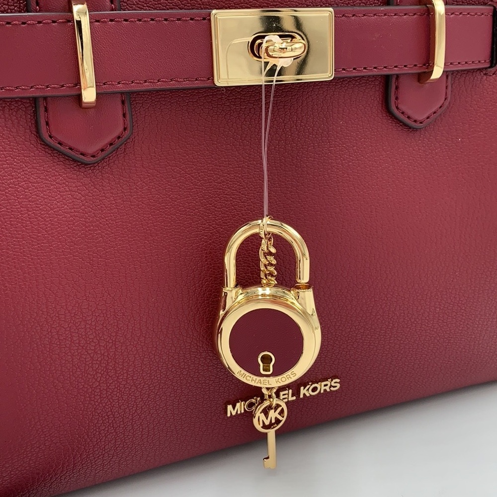 Michael Kors Hamilton Small Satchel Shoulder Crossbody Bag Dark cherry COLOR - Picture 10 of 16